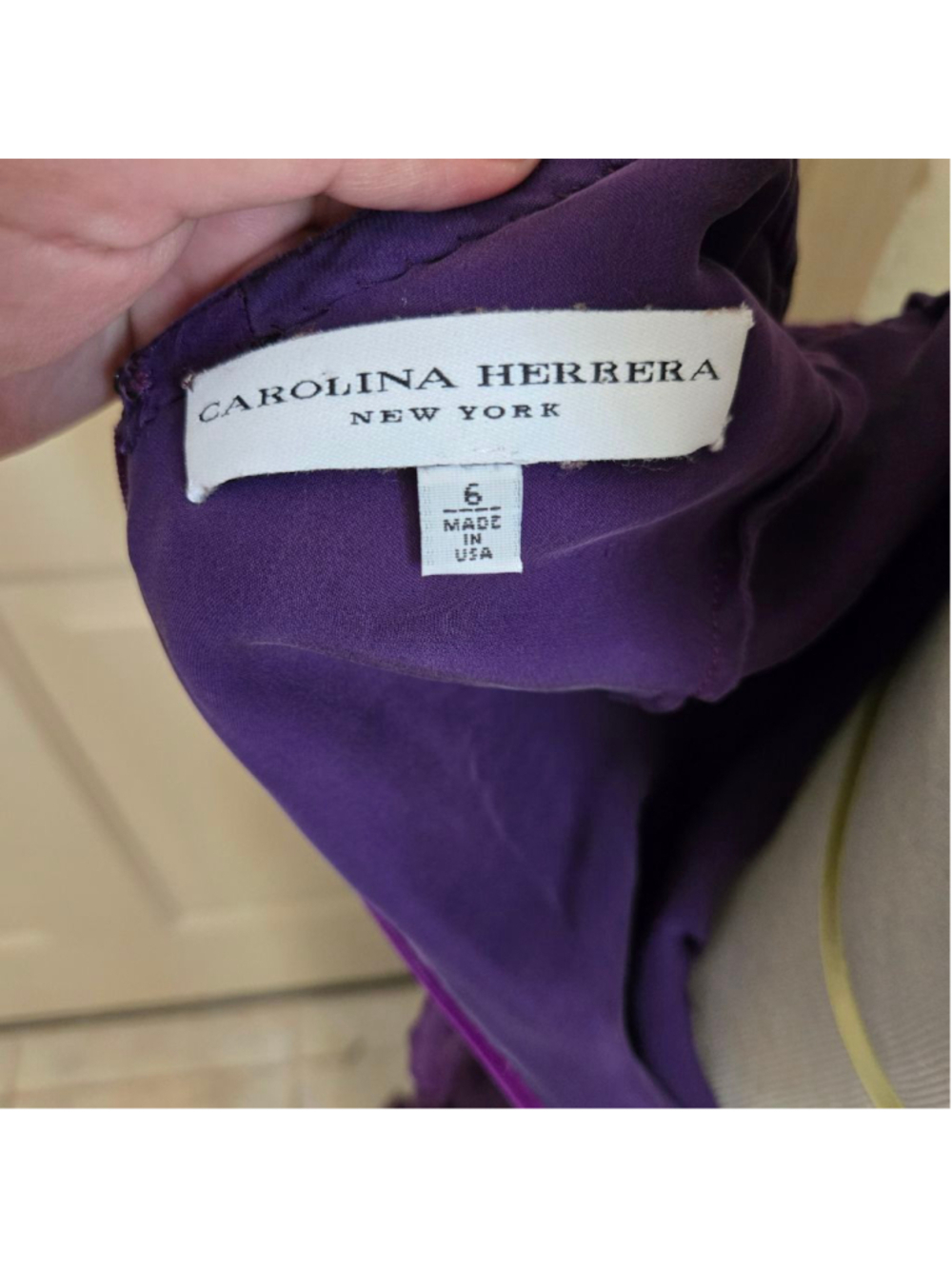 CAROLINA HERRERA Purple Ruffle Maxi Dress Size 6 - Picture 7 of 7